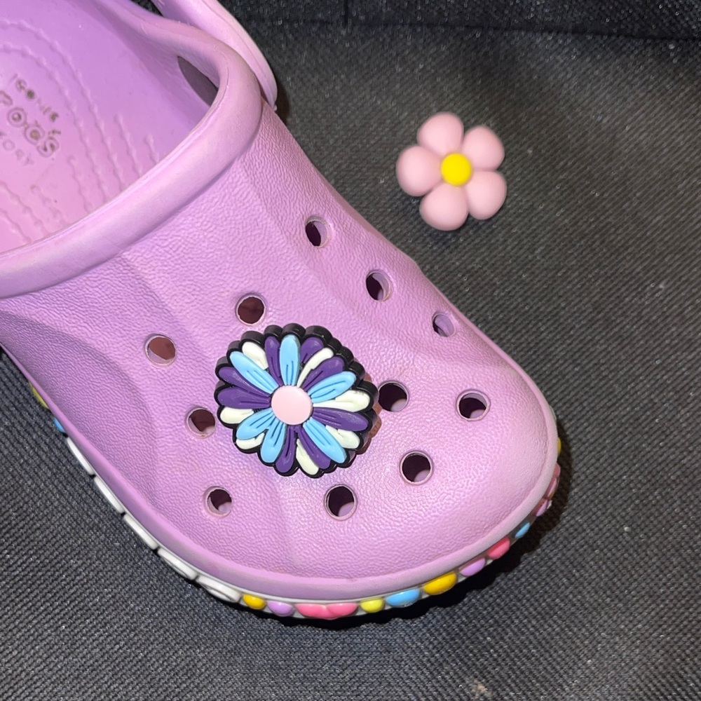JIBBITZ CROC SHOE CHARMS! Shoe not included. 
Two Flower Charms.